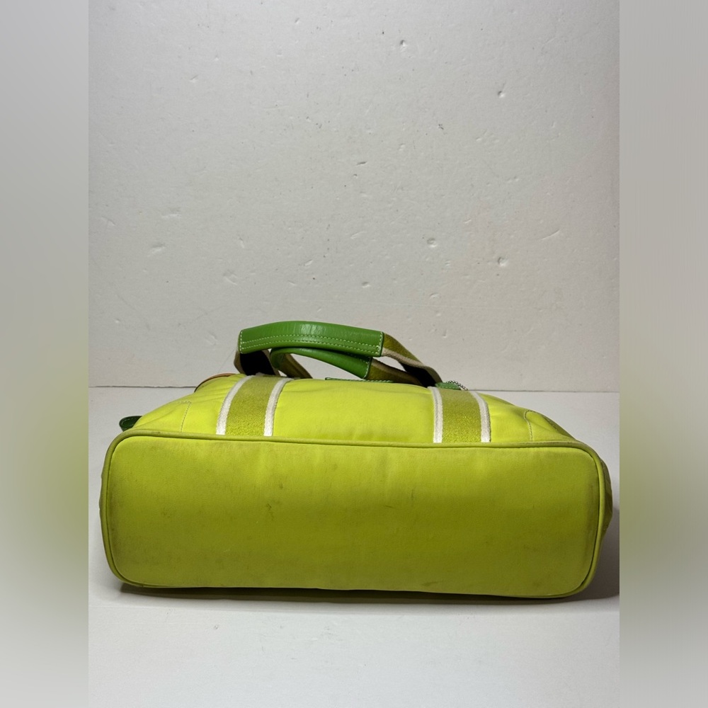 Coach Hampton Weekend IR5656 Chartreuse Nylon Shoulder Handbag Tote Bag Purse - Picture 7 of 14